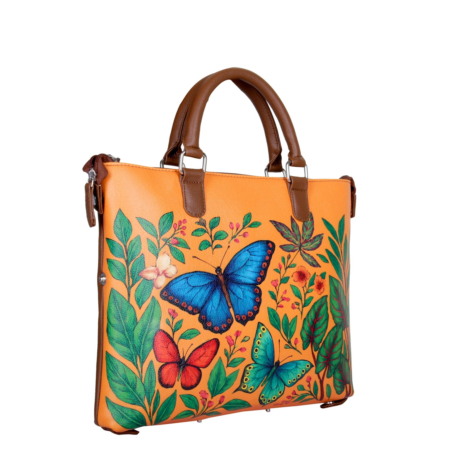 Women’s Butterfly Vegan Leather Hand Printed Wholesale Top Handle Shoulder Bag – Stylish Crossbody Purse