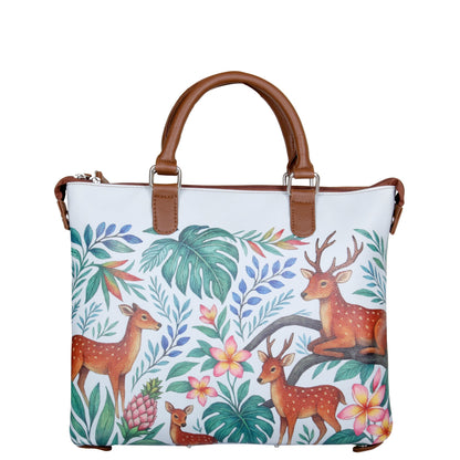 Women’s Deer Vegan Leather 3‑in‑1 Hand Printed Wholesale Convertible Shoulder Bag – Stylish Top Handle Crossbody Purse – Everyday Use