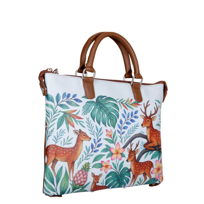 Women’s Deer Vegan Leather 3‑in‑1 Hand Printed Wholesale Convertible Shoulder Bag – Stylish Top Handle Crossbody Purse – Everyday Use