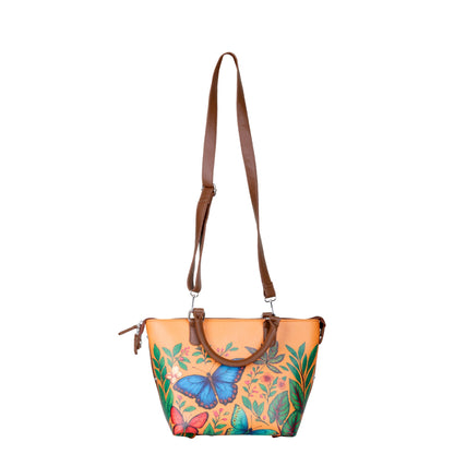Women’s Butterfly Vegan Leather Hand Printed Wholesale Top Handle Shoulder Bag – Stylish Crossbody Purse