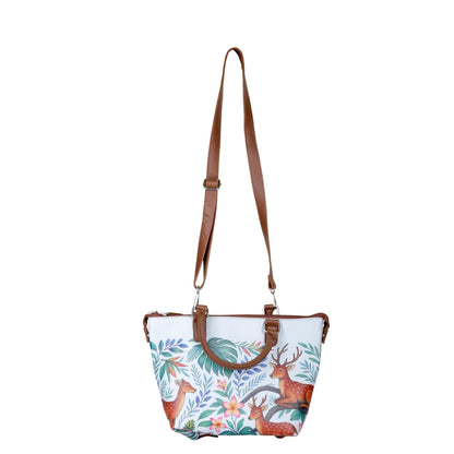Women’s Deer Vegan Leather 3‑in‑1 Hand Printed Wholesale Convertible Shoulder Bag – Stylish Top Handle Crossbody Purse – Everyday Use