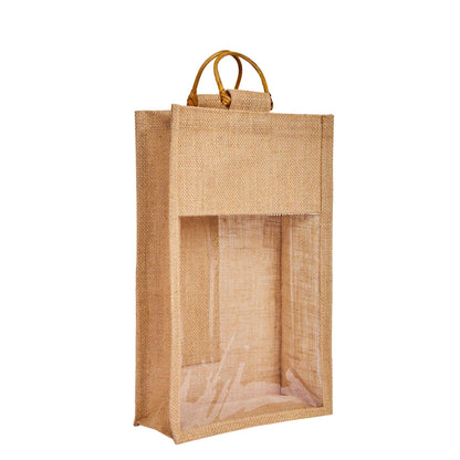 Wholesale Burlap Wine Gift Bags with PVC – Reusable for Events & Special Occasions (Pack of 12)