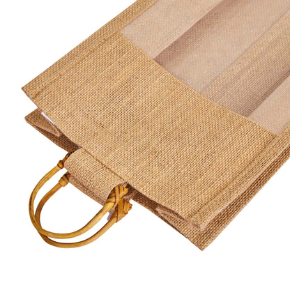 Wholesale Burlap Wine Gift Bags with PVC – Reusable for Events & Special Occasions (Pack of 12)
