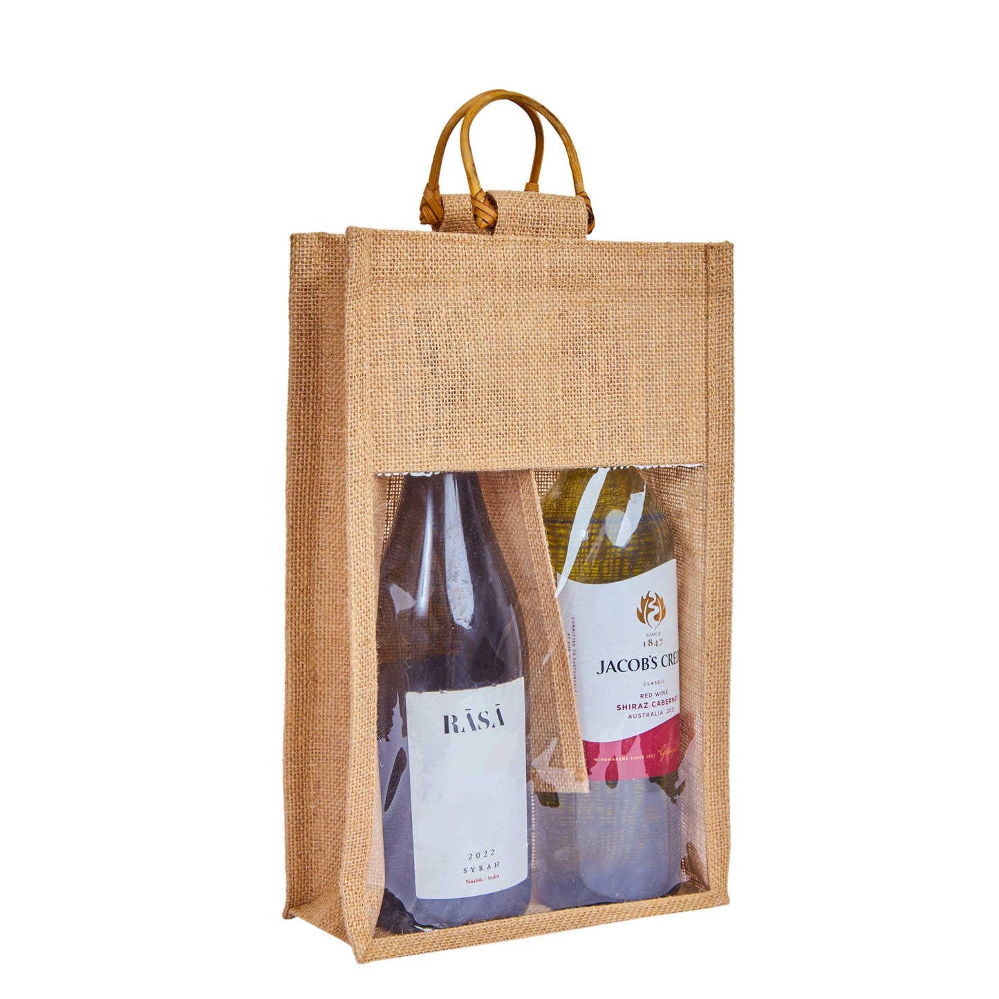 Wholesale Burlap Wine Gift Bags with PVC – Reusable for Events & Special Occasions (Pack of 12)
