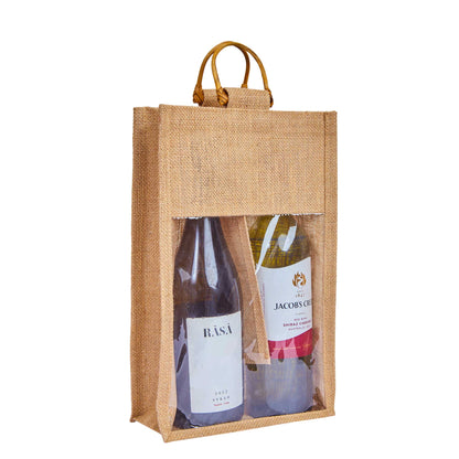Wholesale Burlap Wine Gift Bags with PVC – Reusable for Events & Special Occasions (Pack of 12)