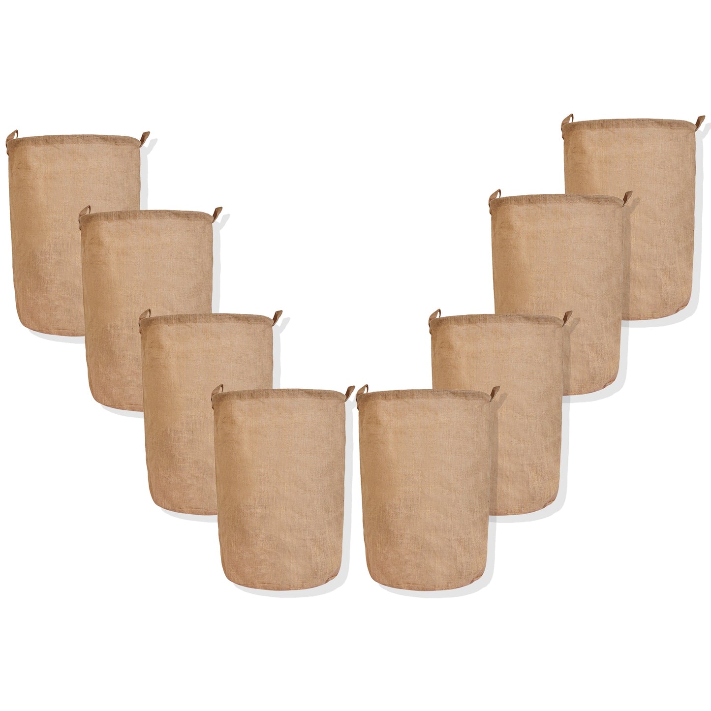 Wholesale Ecofriendly Burlap Reusable Jute Laundry Basket (Packs of 8)
