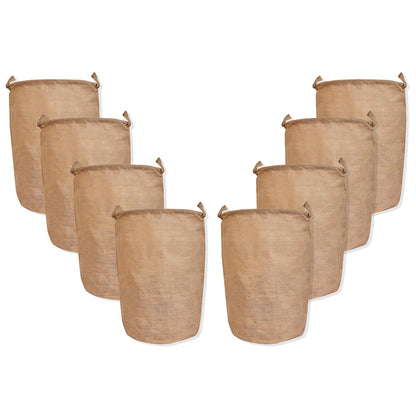 Wholesale Ecofriendly Natural Burlap Jute Storage with Handle  (Packs of 8)