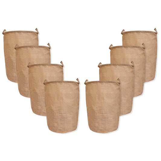 Wholesale Ecofriendly Natural Burlap Jute Storage with Handle  (Packs of 8)