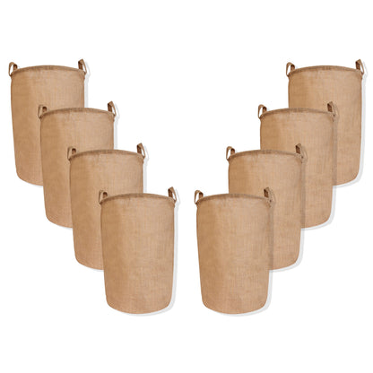Wholesale Ecofriendly Natural Burlap Jute Laundry Bags  (Packs of 8)