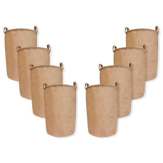 Wholesale Ecofriendly Natural Burlap Jute Laundry Bags  (Packs of 8)