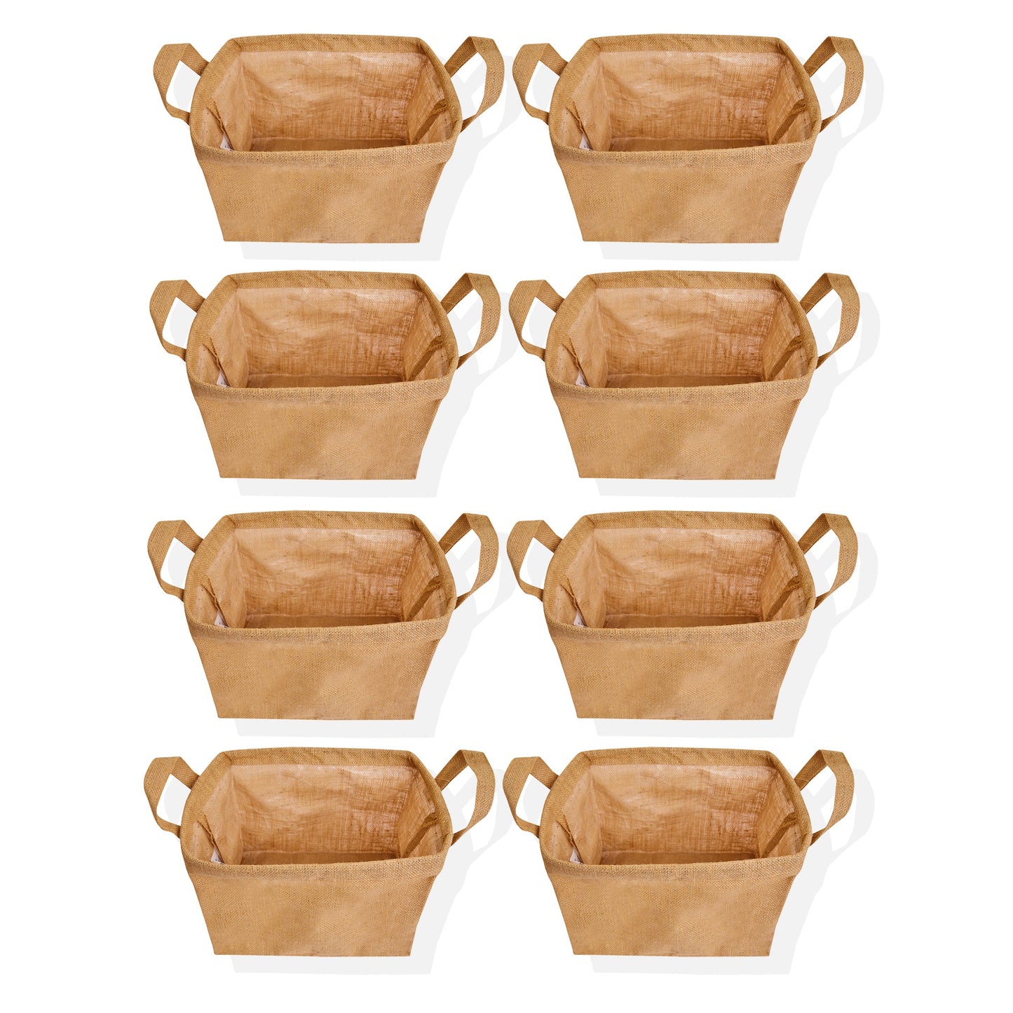 Wholesale Ecofriendly Natural Burlap Freestanding Jute Basket  (Packs of 8)