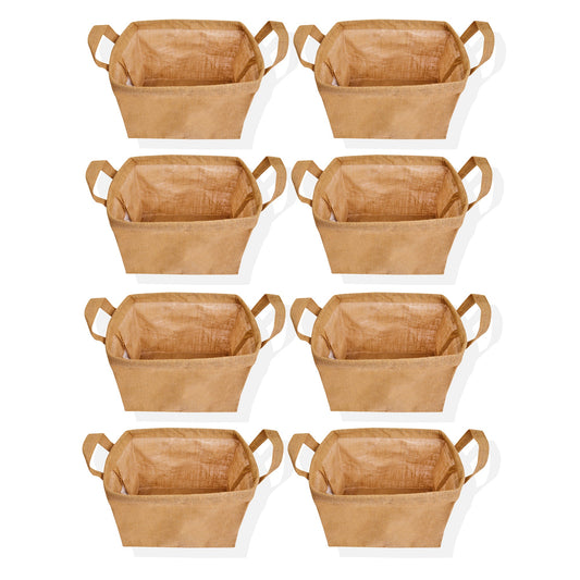 Wholesale Ecofriendly Natural Burlap Freestanding Jute Basket  (Packs of 8)
