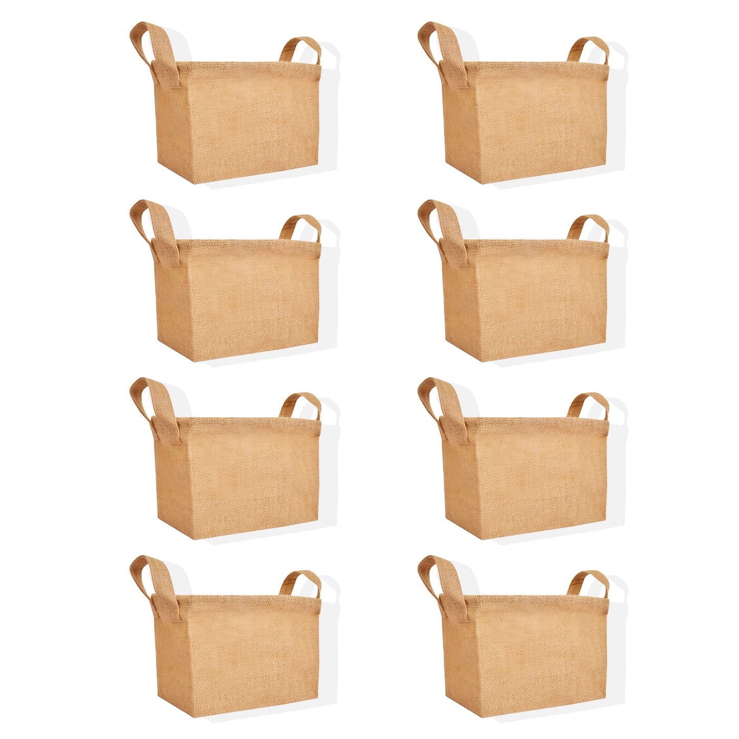 Wholesale Natural Burlap Reusable Jute Storage Hampers  (Packs of 8)
