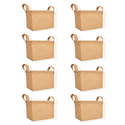 Wholesale Natural Burlap Reusable Jute Storage Hampers  (Packs of 8)