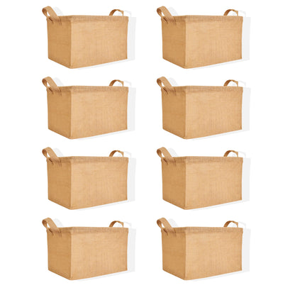 Wholesale Natural Burlap Rectangular Multipurpose Jute Basket  (Packs of 8)