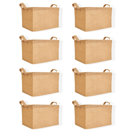 Wholesale Natural Burlap Rectangular Multipurpose Jute Basket  (Packs of 8)