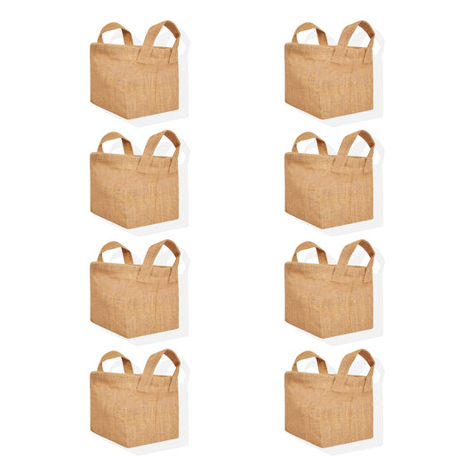 Wholesale Natural Burlap Rectangular Freestanding Jute Basket (Packs of 8)