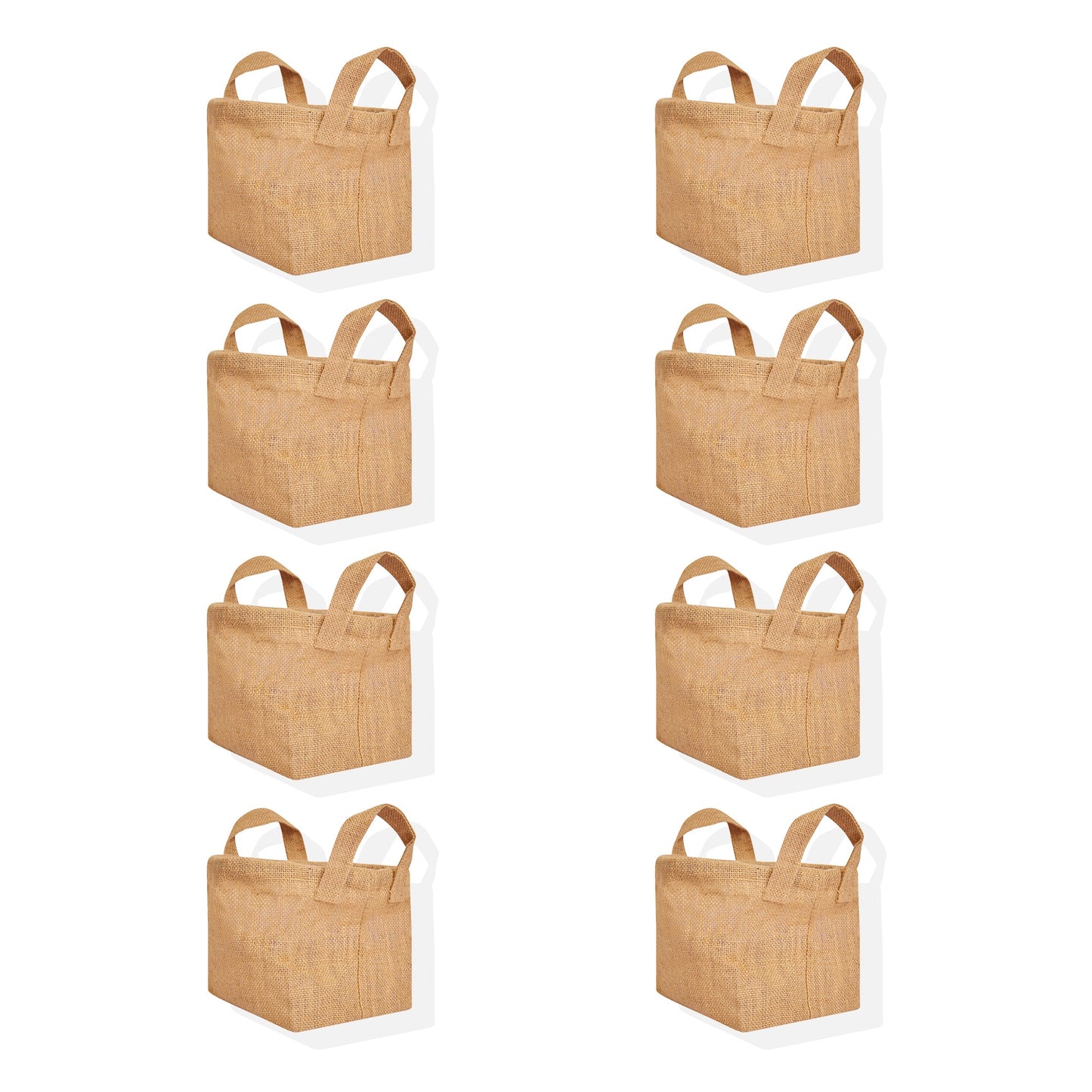 Wholesale Natural Burlap Jute Laundry Basket with handles (Packs of 8)