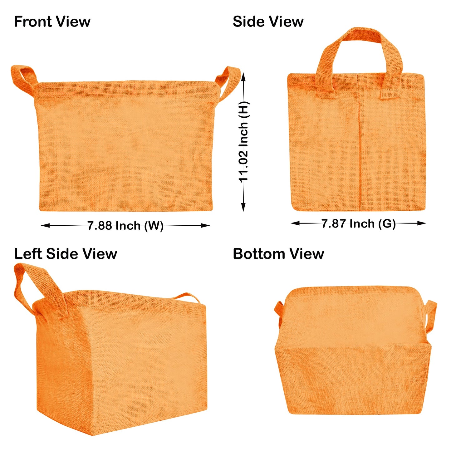 Wholesale Coloured Burlap  Reusable Jute Storage Basket  (Packs of 4)