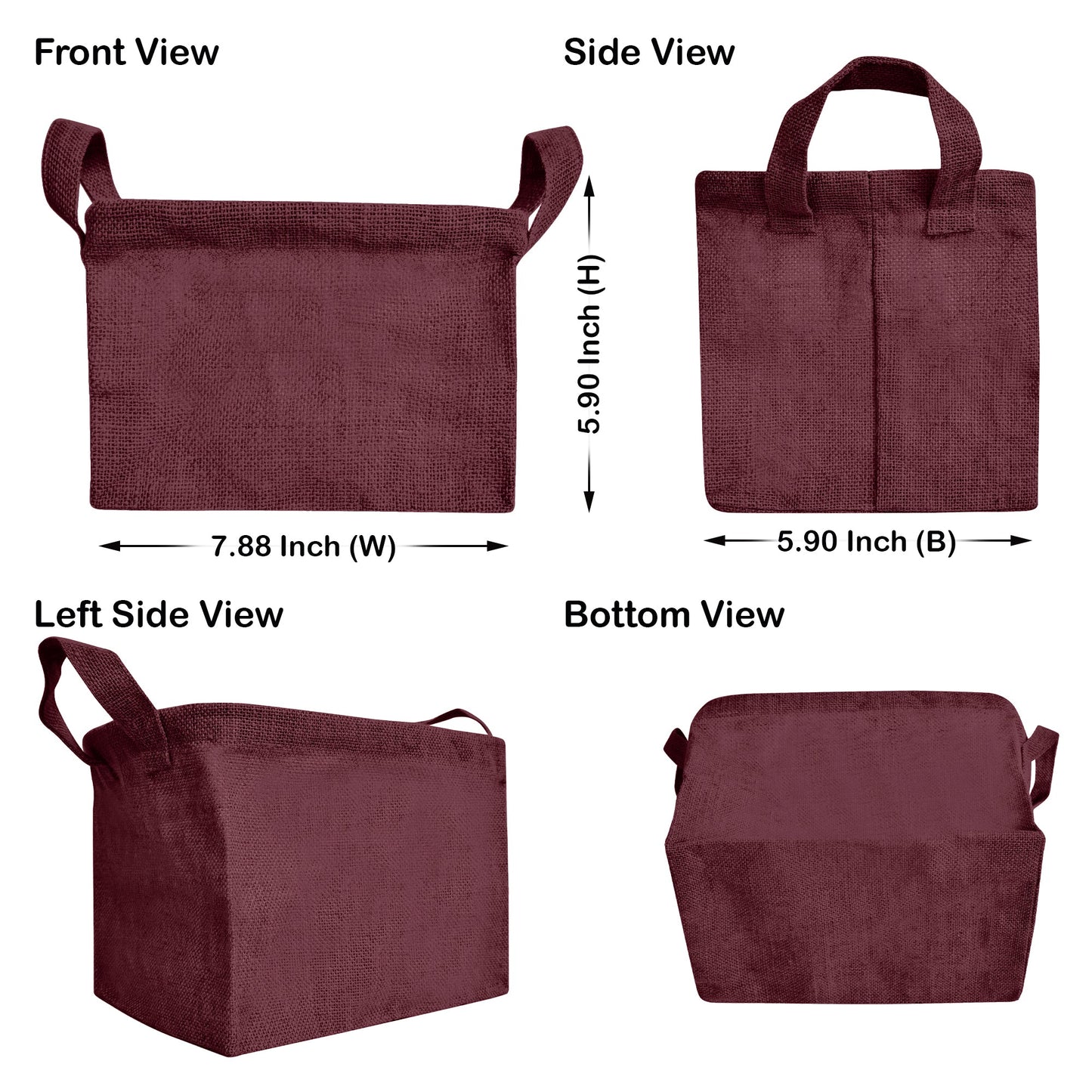 Wholesale Coloured Burlap Reusable Jute Laundry Basket  (Packs of 4)
