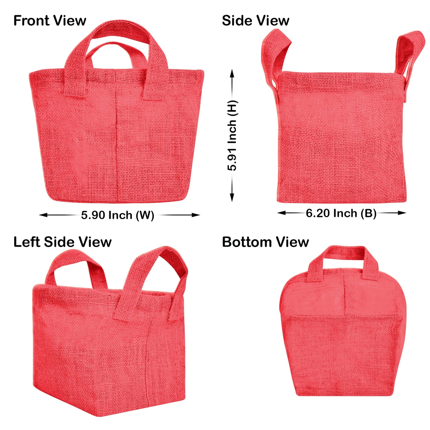 Wholesale Coloured Rectangular Burlap Jute Storage Basket (Packs of 4)