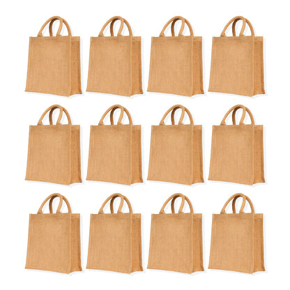 Eco-Friendly Jute Bags – Wholesale Reusable Burlap Beach & Grocery Totes for Gifts, Grocery, Party Favors, Daily Use (Set of 12)