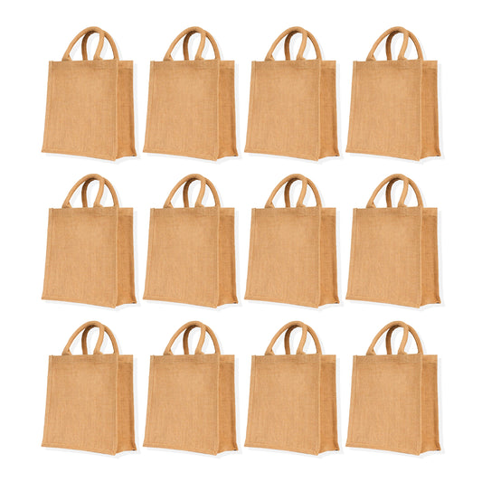 Eco-Friendly Jute Bags – Wholesale Reusable Burlap Beach & Grocery Totes for Gifts, Grocery, Party Favors, Daily Use (Set of 12)