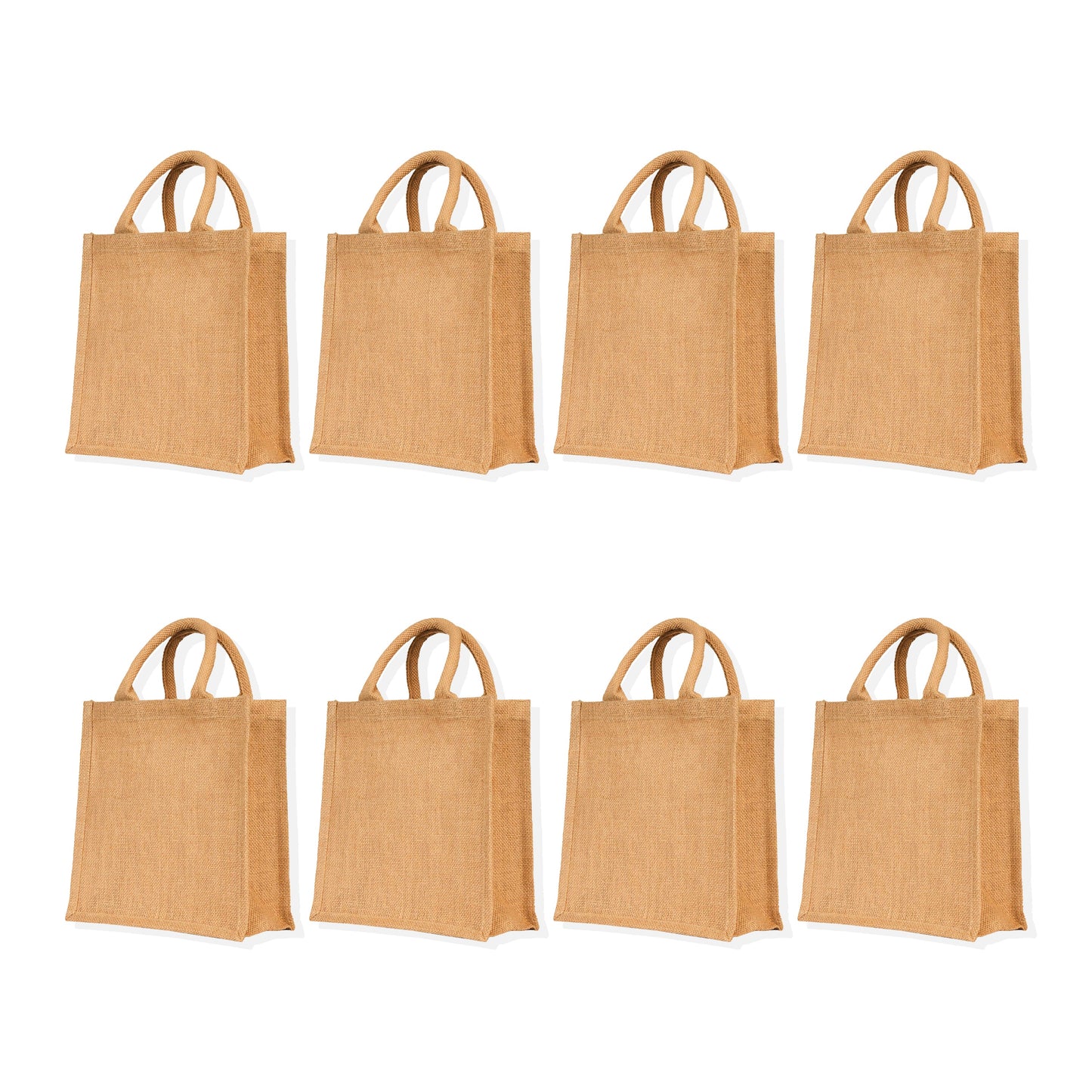 Jute Tote Bags – Wholesale Reusable Eco-Friendly Burlap Bags for Gifts, Grocery, Party Favors & Daily Use (Packs of 8)