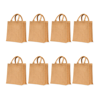 Jute Tote Bags – Wholesale Reusable Eco-Friendly Burlap Bags for Gifts, Grocery, Party Favors & Daily Use (Packs of 8)