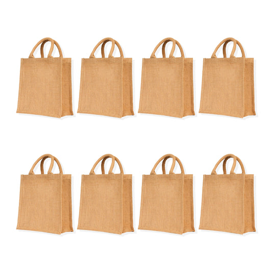 Jute Tote Bags – Wholesale Reusable Eco-Friendly Burlap Bags for Gifts, Grocery, Party Favors & Daily Use (Packs of 8)