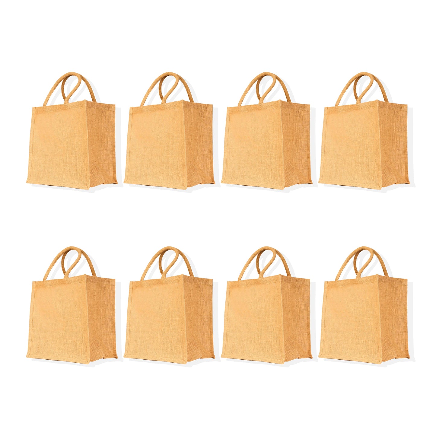 Burlap Wholesale Jute Tote Bag, Reusable Shopping Bags, Wedding, Gift, Reusable Grocery Bags (Packs of 8)