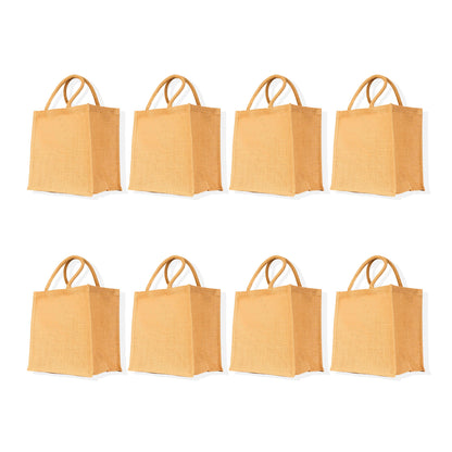 Burlap Wholesale Jute Tote Bag, Reusable Shopping Bags, Wedding, Gift, Reusable Grocery Bags (Packs of 8)