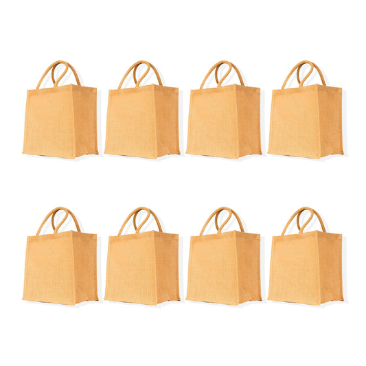 Burlap Wholesale Jute Tote Bag, Reusable Shopping Bags, Wedding, Gift, Reusable Grocery Bags (Packs of 8)