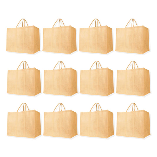 Eco-Friendly Wholesale Jute Burlap Tote Bags – Reusable Bags for Beach, Grocery, Gifts & Daily Use (Set of 12)