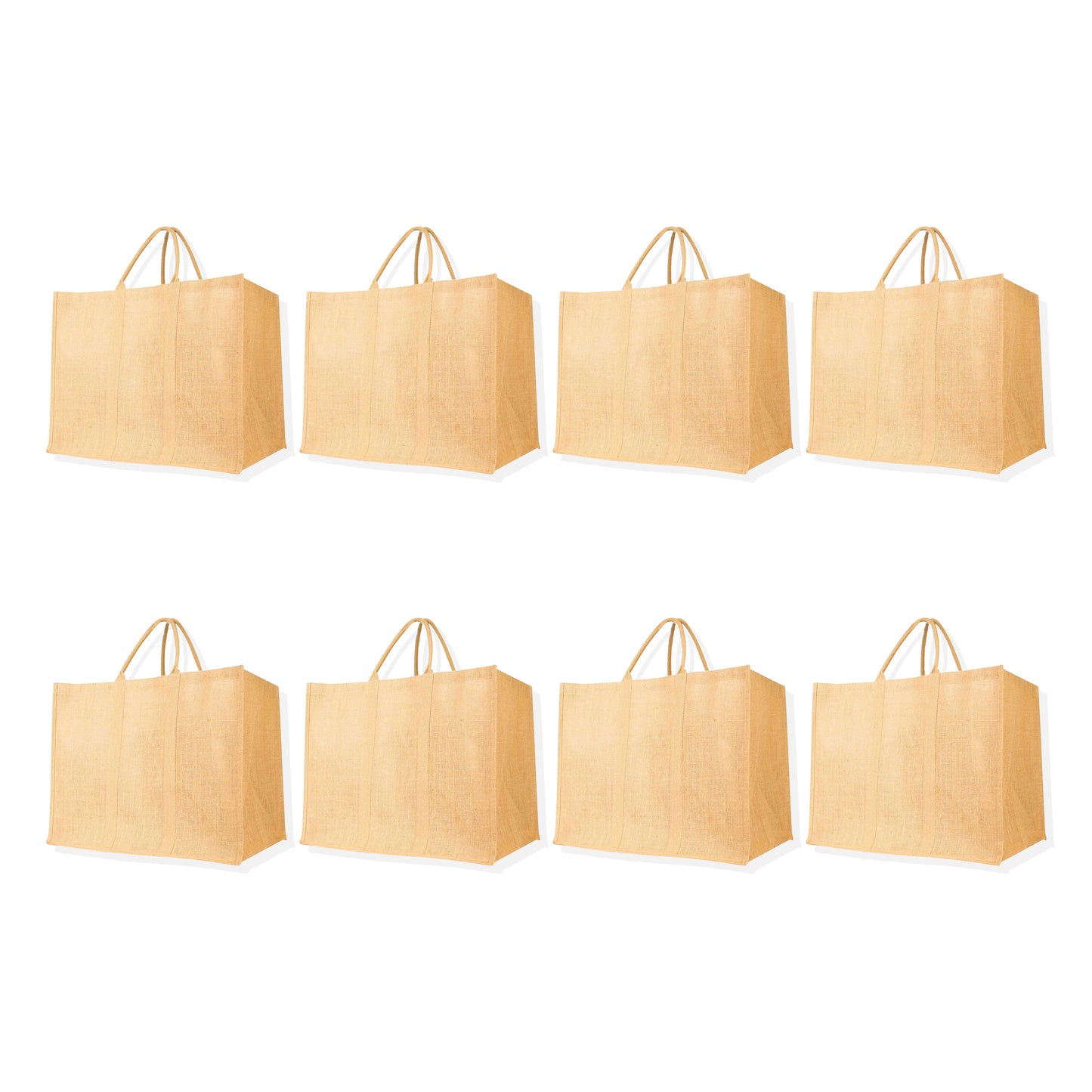 Eco-Friendly Jute Burlap Shopping Tote Bags – Wholesale Reusable Bags for Beach, Grocery, Gifts & Daily Use (Set of 8)
