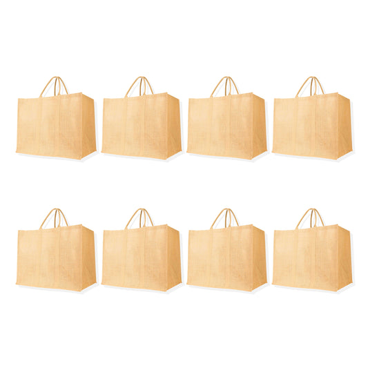 Eco-Friendly Jute Burlap Shopping Tote Bags – Wholesale Reusable Bags for Beach, Grocery, Gifts & Daily Use (Set of 8)