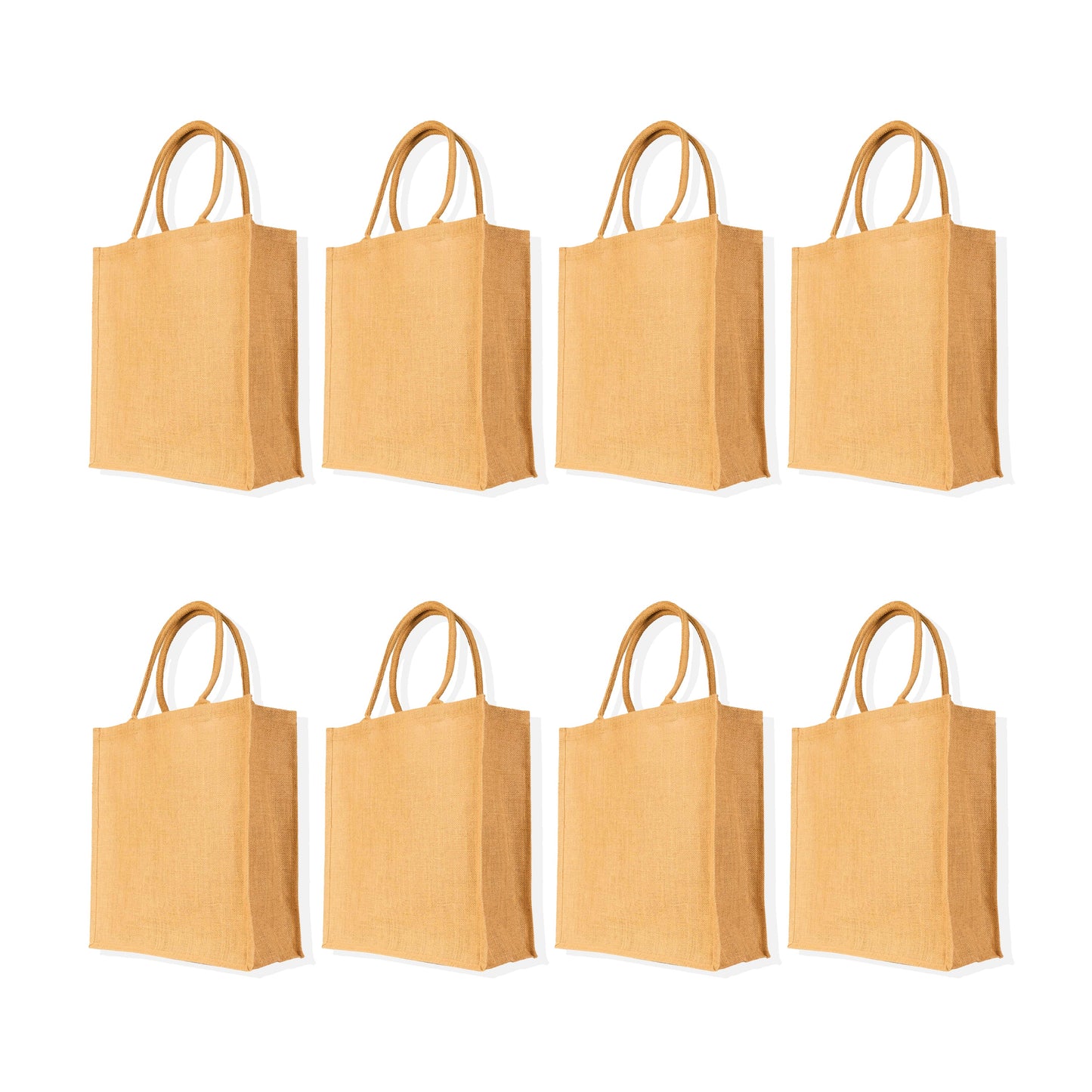 Tote Bags Wholesale Reusable Jute Tote Beach Bags- Shopping Bag, Wedding Party Burlap Gift Bag (Packs of 8)