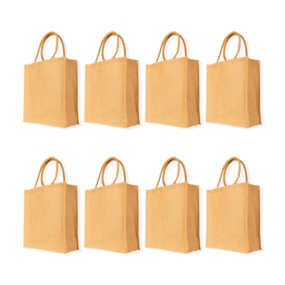 Tote Bags Wholesale Reusable Jute Tote Beach Bags- Shopping Bag, Wedding Party Burlap Gift Bag (Packs of 8)