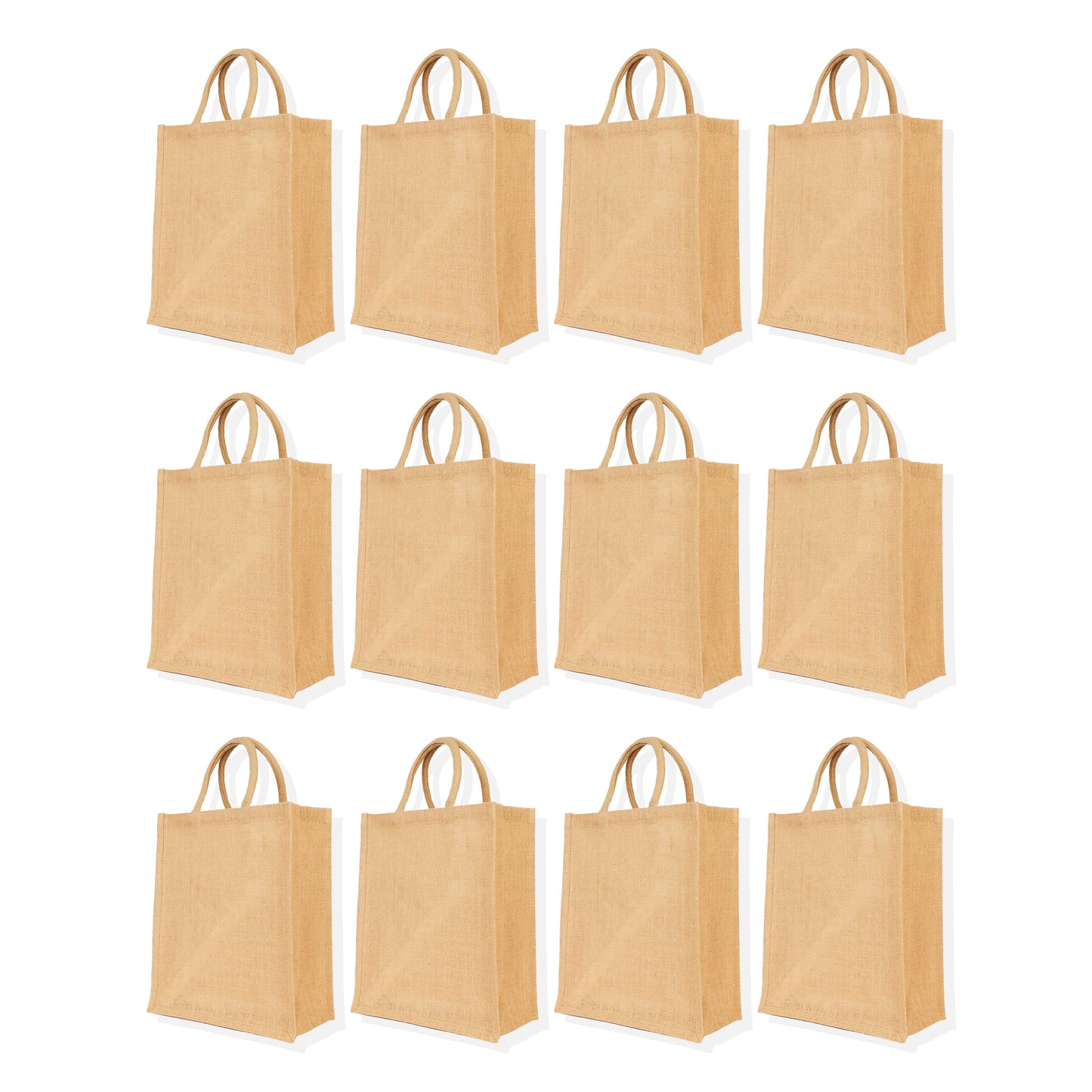 Reusable Wholesale Jute Tote Bags, Burlap DIY, Beach, Wedding Use, Promotional Shopping Bags (Packs of 12)