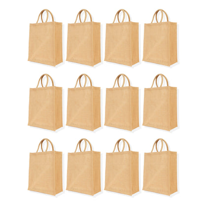 Reusable Wholesale Jute Tote Bags, Burlap DIY, Beach, Wedding Use, Promotional Shopping Bags (Packs of 12)
