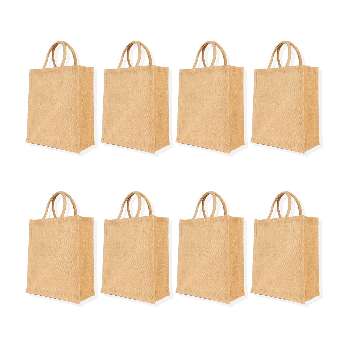 Wholesale Jute Tote Bags, Burlap Gift, DIY, Beach, Wedding Use, Market Promotional Shopping Bags (Set of 8)