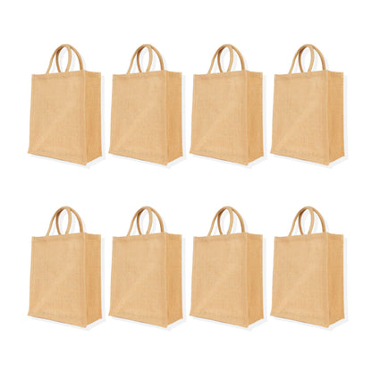 Wholesale Jute Tote Bags, Burlap Gift, DIY, Beach, Wedding Use, Market Promotional Shopping Bags (Set of 8)