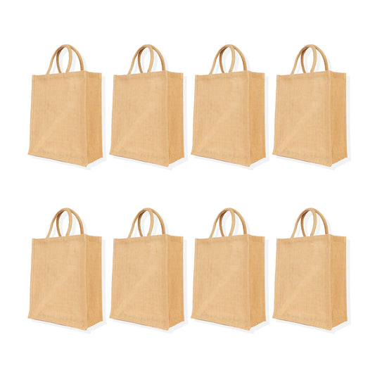 Wholesale Jute Tote Bags, Burlap Gift, DIY, Beach, Wedding Use, Market Promotional Shopping Bags (Set of 8)