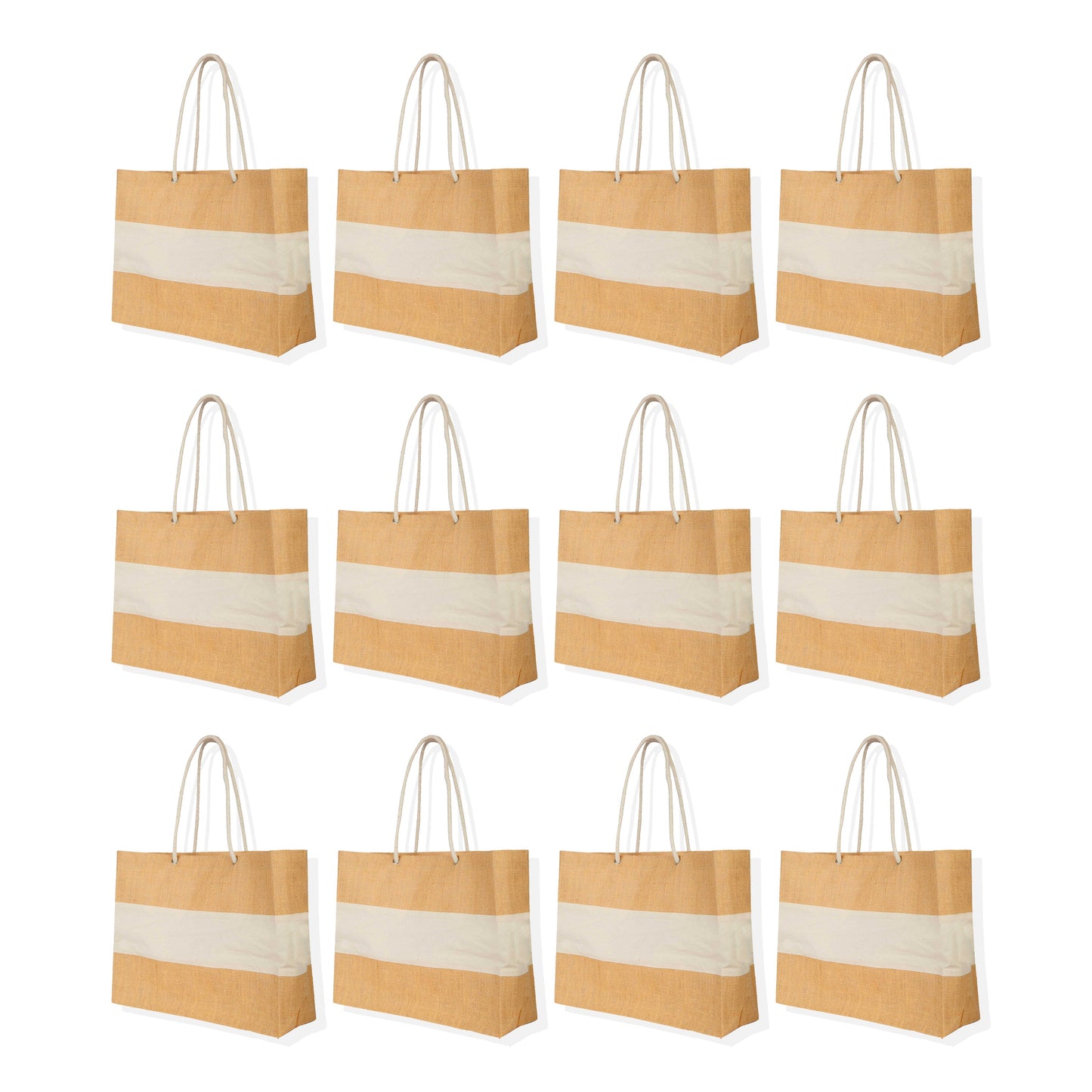 Jute Burlap Shopping Bags – Reusable Wholesale Totes Bag for Gifting, Promotions & Everyday Use (Packs of 12)