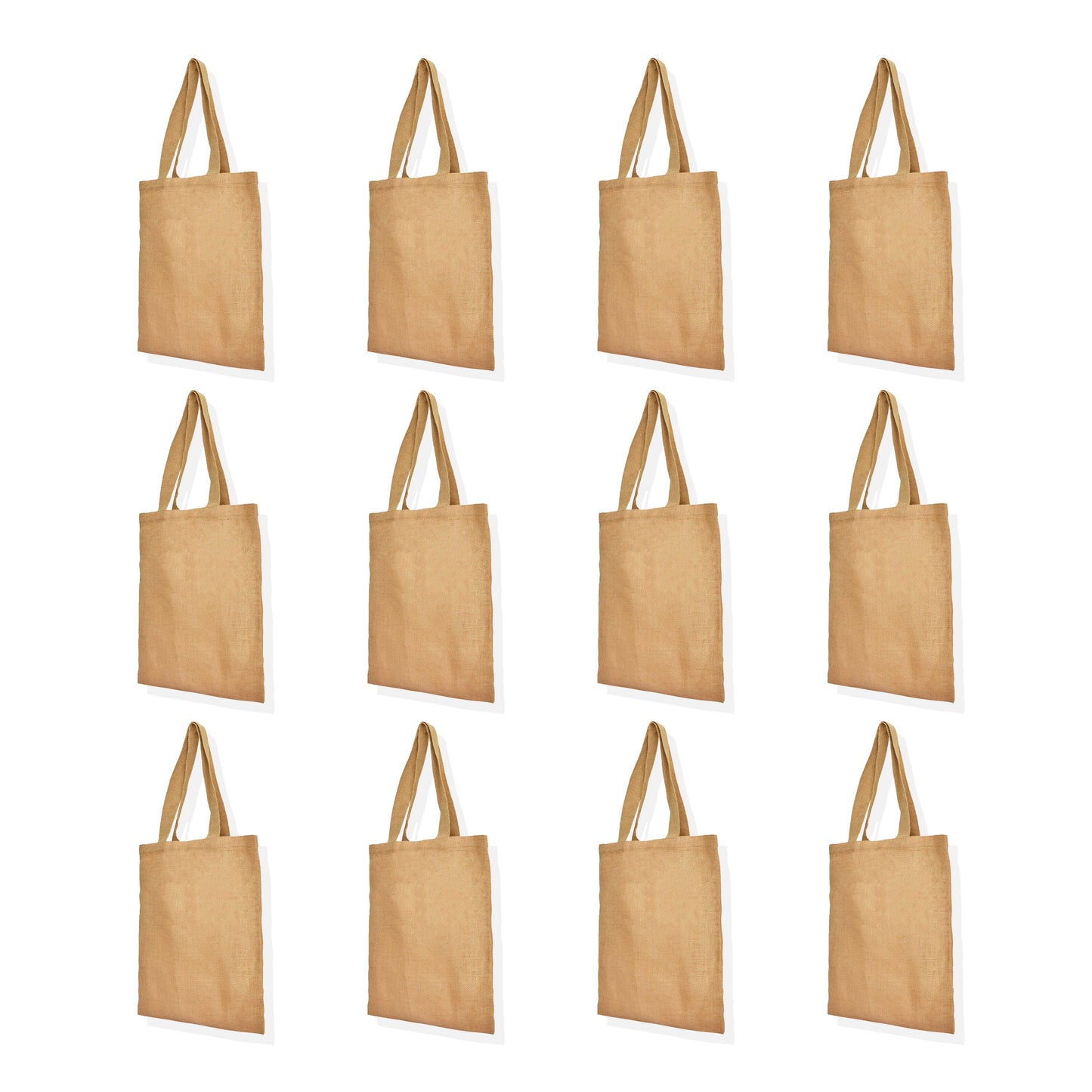 Wholesale Reusable Jute Burlap Tote Bags with Handles – Eco-Friendly Totes for Beach, Grocery, Parties & Travel (Packs of 12)