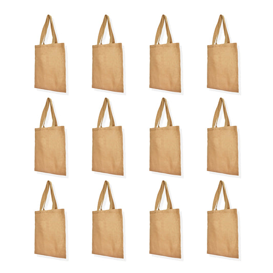 Wholesale Reusable Jute Burlap Tote Bags with Handles – Eco-Friendly Totes for Beach, Grocery, Parties & Travel (Packs of 12)