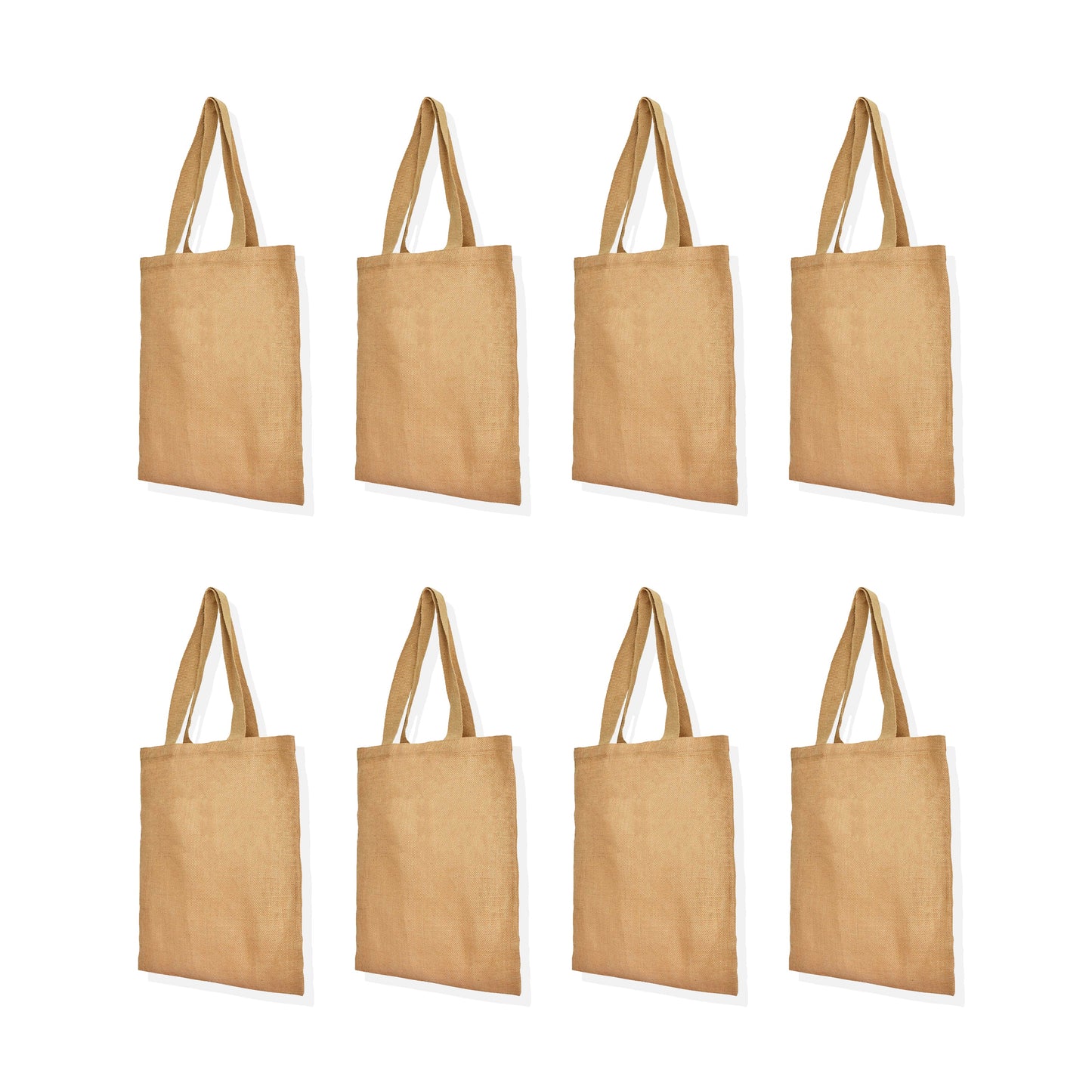 Reusable Jute Burlap Tote Bags with Handles – Wholesale Eco-Friendly Totes for Beach, Grocery, Weddings & Travel (Packs of 8)