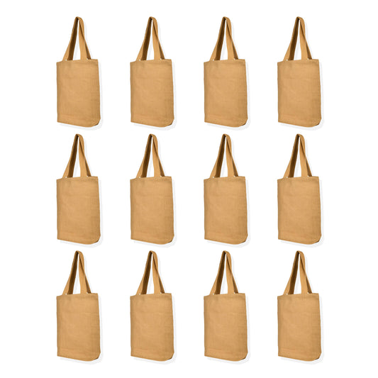 Burlap Jute Tote Bags – Wholesale Reusable Gift Bags for Women, Bridesmaids, Weddings, Shopping & Travel (Packs of 12)