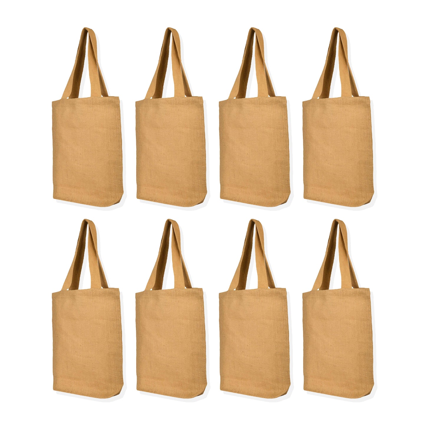 Wholesale Burlap Jute Tote Bags – Reusable Gift Bags for Women, Bridesmaids, Grocery, Shopping & Travel (Packs of 8)
