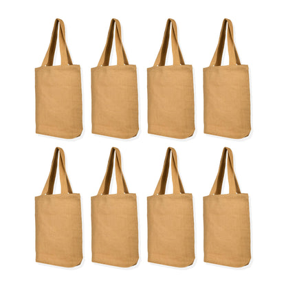 Wholesale Burlap Jute Tote Bags – Reusable Gift Bags for Women, Bridesmaids, Grocery, Shopping & Travel (Packs of 8)
